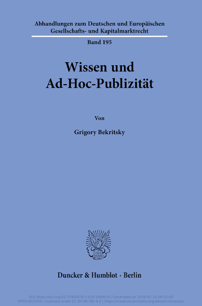 Sampul Wissen und Ad-Hoc-Publizit&auml;t.