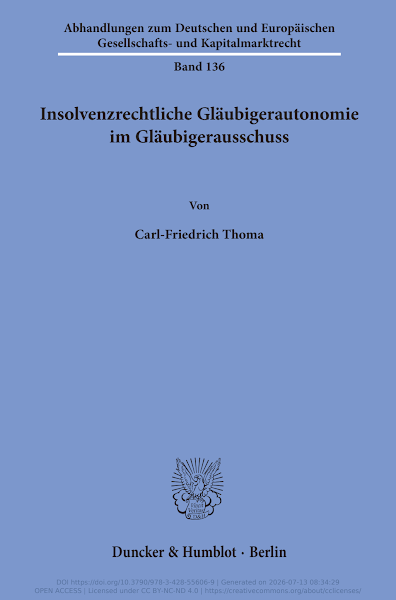 Sampul Insolvenzrechtliche Gl&auml;ubigerautonomie im Gl&auml;ubigerausschuss