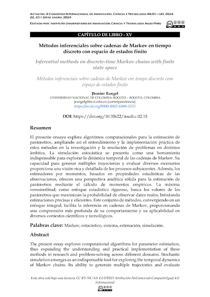 Sampul M&eacute;todos inferenciales sobre cadenas de Markov en tiempo discreto con espacio de estados finito
