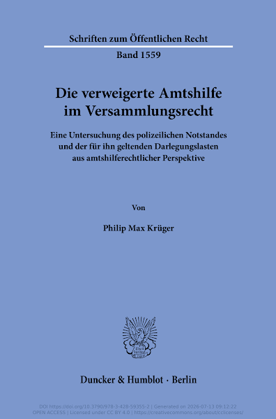 Sampul Die verweigerte Amtshilfe im Versammlungsrecht