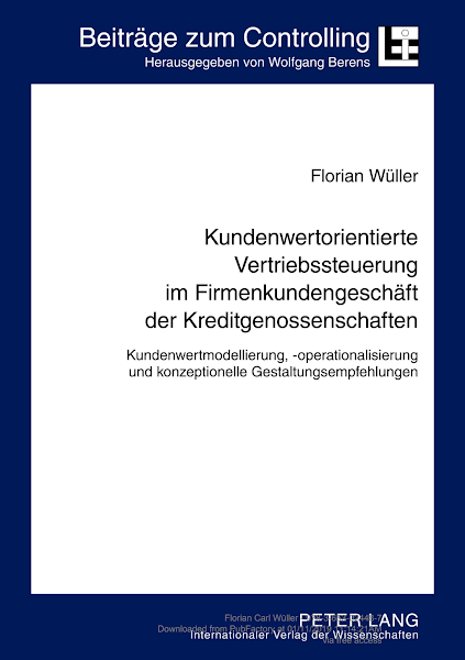 Sampul Kundenwertorientierte Vertriebssteuerung im Firmenkundengeschaeft der Kreditgenossenschaften