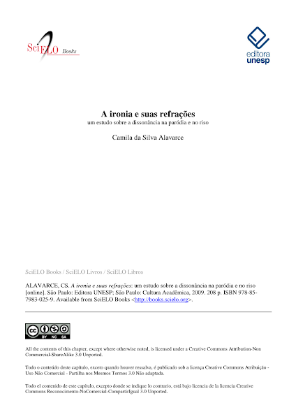 Sampul A ironia e suas refra&ccedil;&otilde;es um estudo sobre a disson&acirc;ncia na par&oacute;dia e no riso