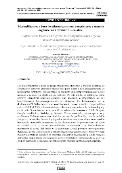 Sampul Biofertilizantes a base de microorganismos beneficiosos y materia org&aacute;nica una revisi&oacute;n sistem&aacute;tica