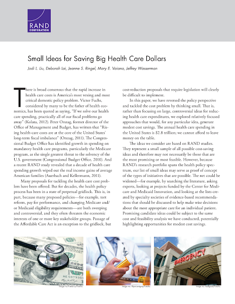 Sampul Small Ideas for Saving Big Health Care Dollars