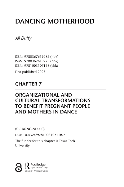 Sampul Chapter 7 Organizational and Cultural Transformations to Benefit Pregnant People and Mothers in Dance