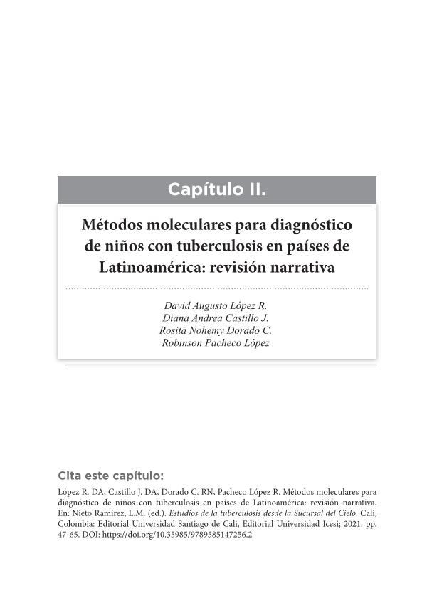 Sampul M&eacute;todos moleculares para diagn&oacute;stico de ni&ntilde;os con tuberculosis en pa&iacute;ses de Latinoam&eacute;rica