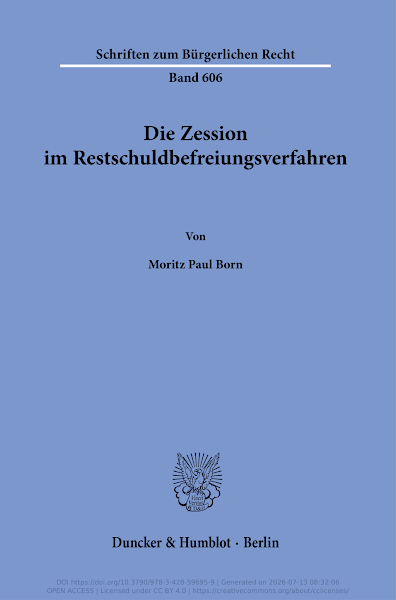 Sampul Die Zession im Restschuldbefreiungsverfahren