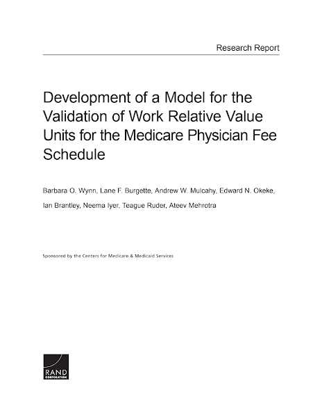 Sampul Development of a Model for the Validation of Work Relative Value Units for the Medicare Physician Fee Schedule