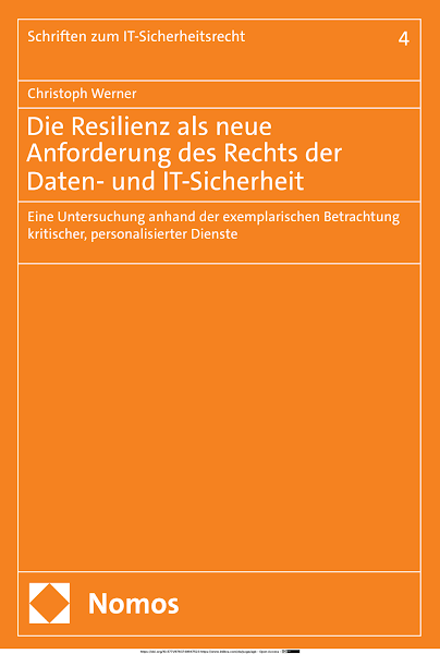Sampul Die Resilienz als neue Anforderung des Rechts der Daten- und IT Sicherheit