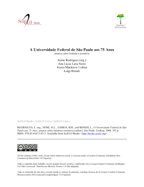 Sampul A Universidade Federal de S&atilde;o Paulo aos 75 Anos ensaios sobre mem&oacute;ria e hist&oacute;ria
