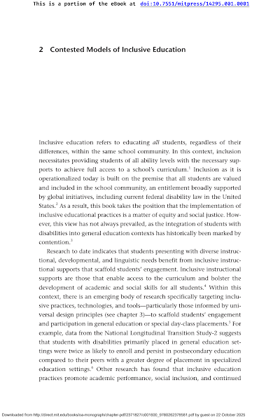Sampul contested models of inclusive education(8)