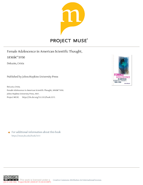 Sampul Female Adolescence in American Scientific Thought, 1830&ndash;1930