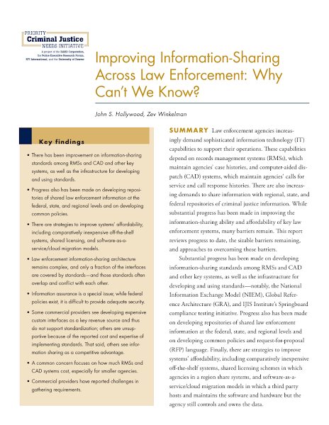 Sampul Improving Information-Sharing Across Law Enforcement Why Can&rsquo;t We Know