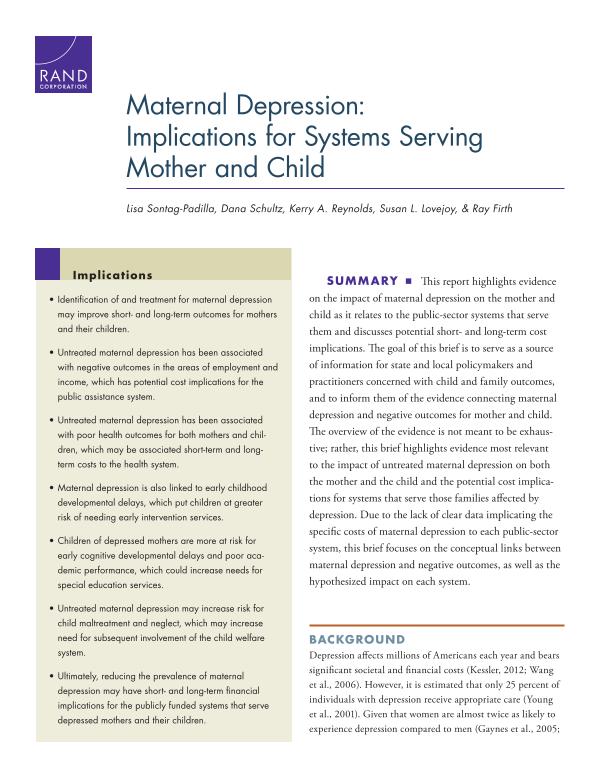 Sampul SontagPadilla-MaternalDepression-2013